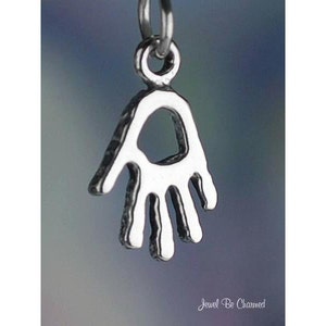 Small Sterling Silver Handprint Charm Human Hand Petroglyph Solid .925