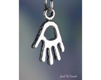 Small Sterling Silver Handprint Charm Human Hand Petroglyph Solid .925