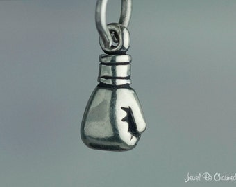 Miniature Sterling Silver Boxing Glove Charm Fighter Tiny 3D Solid 925