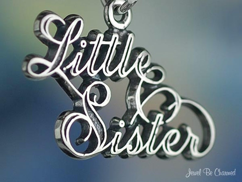 Sterling Silver Little Sister Charm Family Relative Sisters Solid .925 image 1