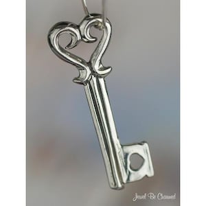 Sterling Silver Key to My Heart Charm Love Valentines Day 3D Solid 925