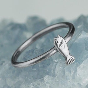 Sterling Silver Little Fish Ring Solid .925 Fishing Rings Custom Sizes