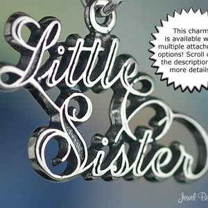 Sterling Silver Little Sister Charm Family Relative Sisters Solid .925 image 2