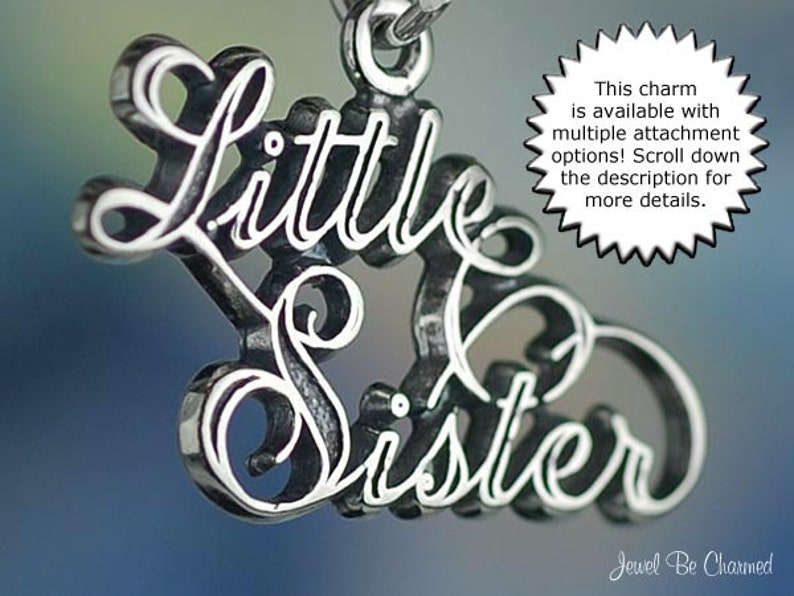 Sterling Silver Little Sister Charm Family Relative Sisters Solid .925 image 2