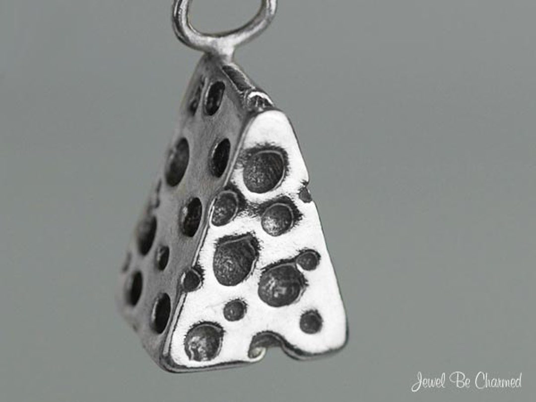 Silver or Gold 3D Cheese Wedge Charm main image 1
