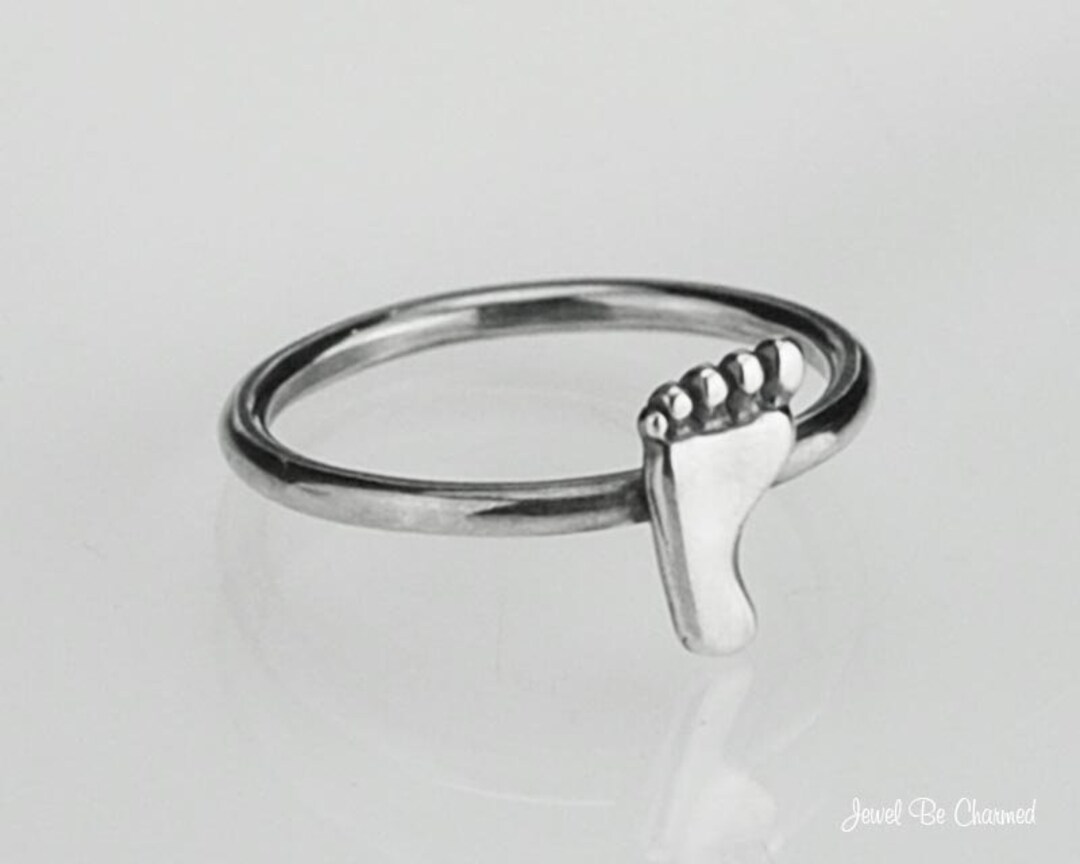 Sterling Silver Foot Ring Solid .925 Human Footprint Ring Custom Sizes ...