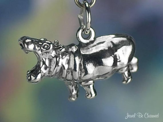 ❤ Hippo keyring with initial gifts bag charm hippopotamus animal nature safari