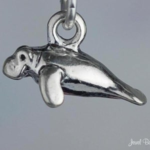 Miniature Sterling Silver Manatee Charm Manatees Tiny 3D Solid .925