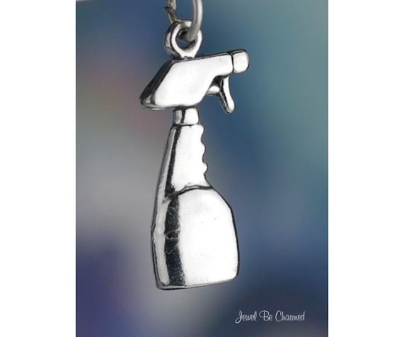 Sterling Silver Spray Bottle Charm Sprayer Cleaner Home Garden .925