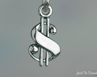 Miniature Sterling Silver Dollar Sign Charm Money Cash Tiny Solid .925