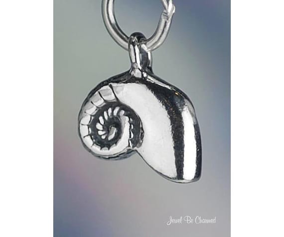 Sterling Silver Nautilus Shell Charm Seashell Beach Small 3D Solid 925