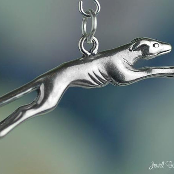 Sterling Silver Greyhound Charm Running Greyhounds Dog 3D Solid .925