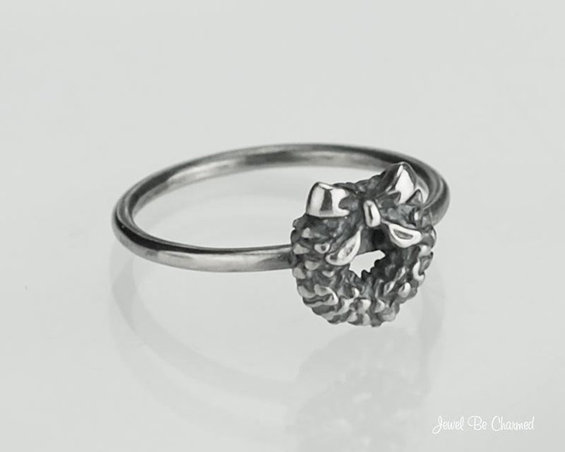Sterling Silver Christmas Wreath Ring Solid .925 Rings Custom Sizes