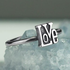 Sterling Silver Love Ring Solid .925 Valentine&#39;s Day Word Custom Size