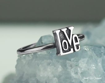 Sterling Silver Love Ring Solid .925 Valentine's Day Word Custom Size