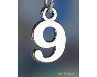 Number 89 Pendant Digit Eighty Nine Charm Numeral Polished Sterling Silver
