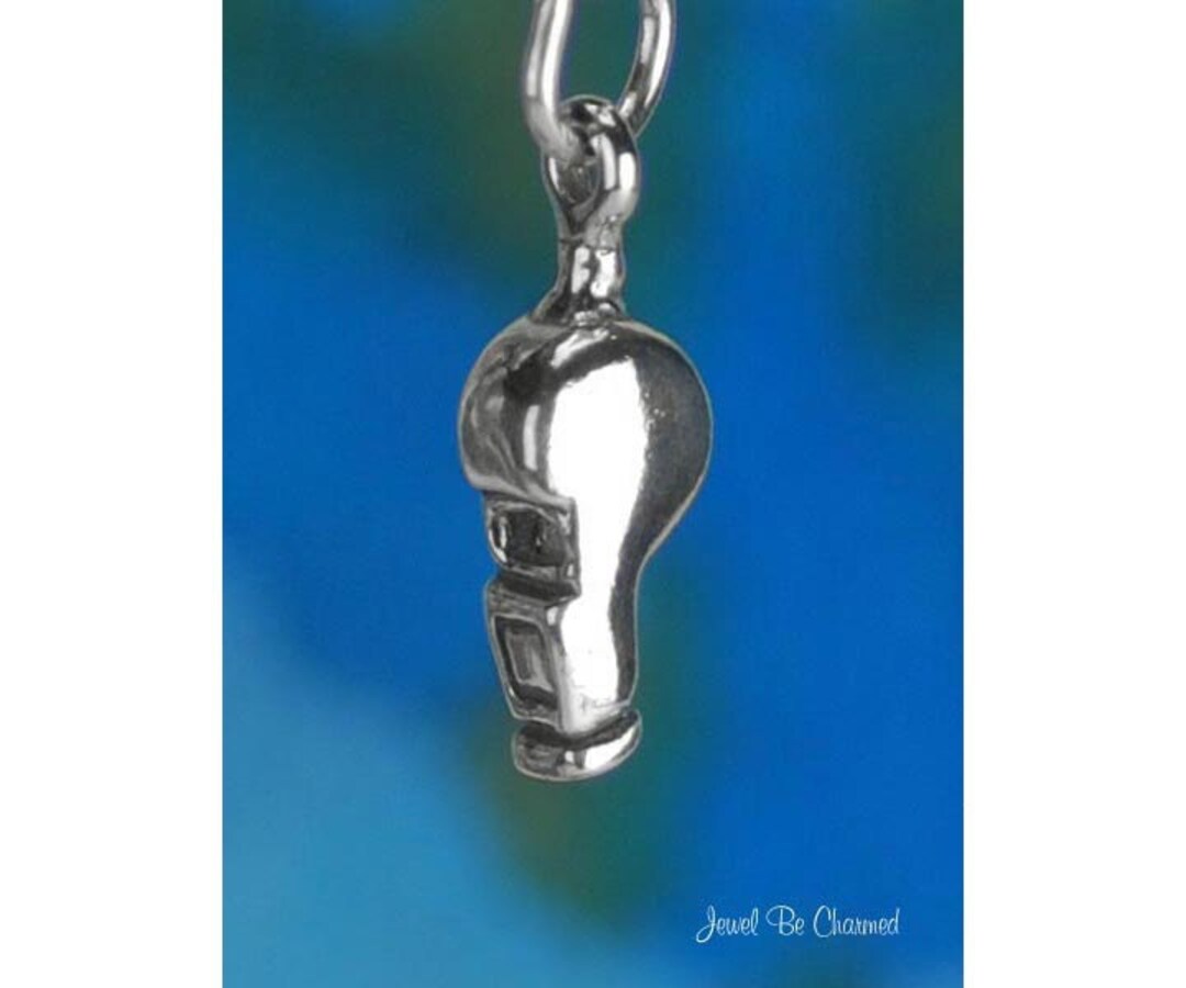 Sterling Silver Coach or Referee Whistle Charm Whistles 3D Solid .925