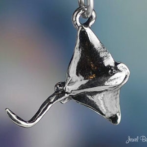 Sterling Silver Stingray Charm Ray Skate Stingrays Ocean 3D Solid .925 image 1