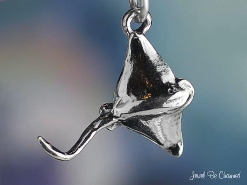 Sterling Silver Stingray Charm Ray Skate Stingrays Ocean 3D Solid .925 image 1