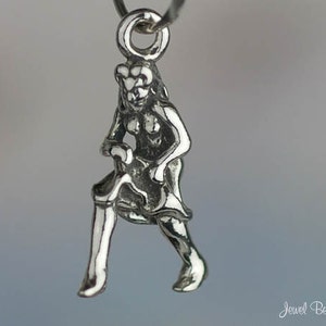 Sterling Silver Ladies Dancing Charm Lady Dancer Small 3D Solid .925