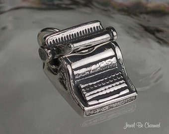 Sterling Silver Typewriter Charm Old Fashioned Typing Movable .925