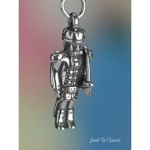 Sterling Silver Toy Soldier Charm Nutcracker Christmas 3D Solid .925