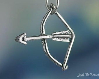 Sterling Silver Bow and Arrow Charm Archery Cupid Valentine Solid .925