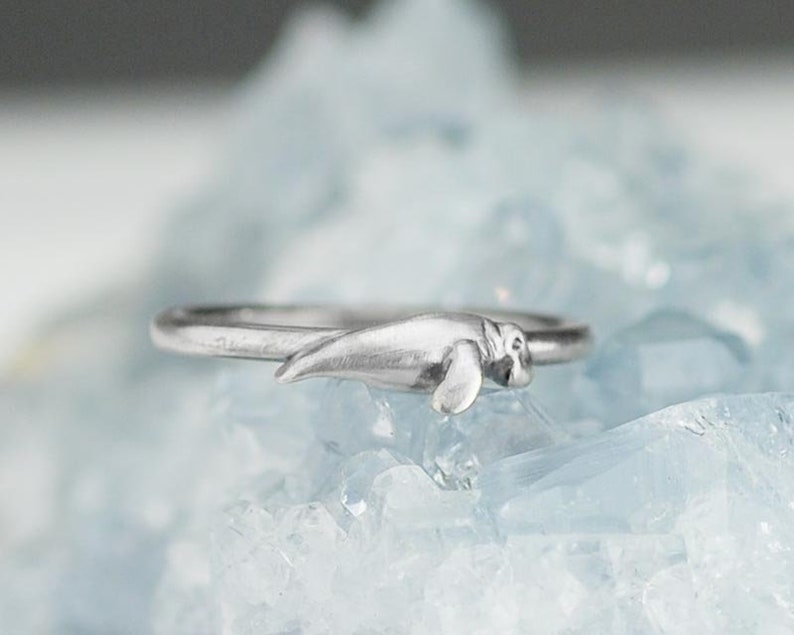 Sterling Silver Manatee Ring Solid .925 Manatee Rings Custom Sizes image 2