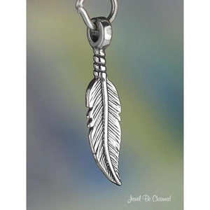 Sterling Silver Small Feather Charm Double Sided Feathers Solid .925