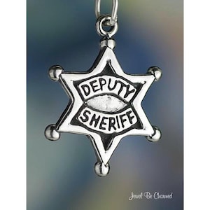 Sterling Silver Deputy Sheriff Badge Charm Law Enforcement Officer 925