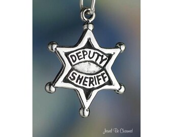 Sheriff Badge TINY sterling silver charm .925 x 1 badges charms Sheriff Badge TINY sterling silver charm .925 x 1 badges charms