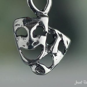Sterling Silver Comedy and Tragedy Masks Charm Drama Theater Tiny .925