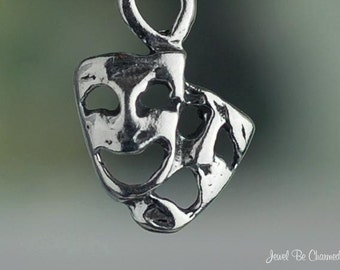 Sterling Silver Comedy and Tragedy Masks Charm Drama Theater Tiny .925