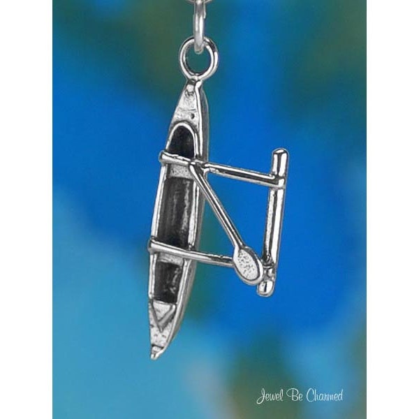 Sterling Silver Outrigger Canoe Charm Boat Hawaii Tahiti 3D Solid .925