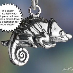 Sterling Silver Chameleon Charm Lizard Reptile Pet 3D Solid .925 image 2