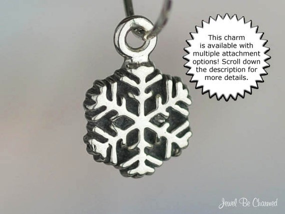 SNOWFLAKE Winter Snow Christmas .925 Sterling Silver Charm Pendant 3//8/" 10mm
