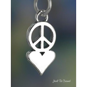 Sterling Silver Peace Love Charm Peace Sign and Heart Symbol Solid 925