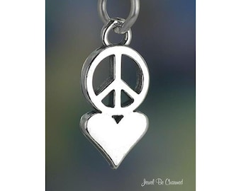 Sterling Silver Peace Love Charm Peace Sign and Heart Symbol Solid 925