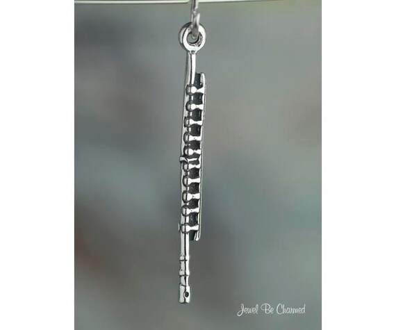 Mireval Sterling Silver Flute Charm on an Optional Charm Holder 