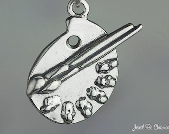 Sterling Silver Painter's Palette Charm Art Artist Painting Solid .925