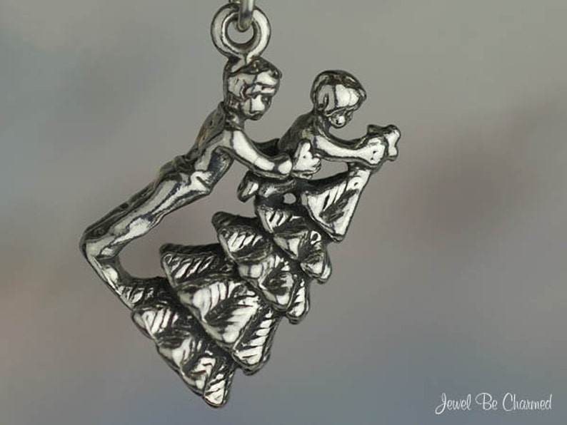 Sterling Silver Family Decorating the Christmas Tree Charm Solid .925