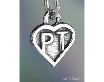 Sterling Silver PT Physical Therapist Personal Trainer Charm Solid 925