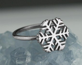 Sterling Silver Snowflake Ring Solid .925 Pretty Snow Rings Custom