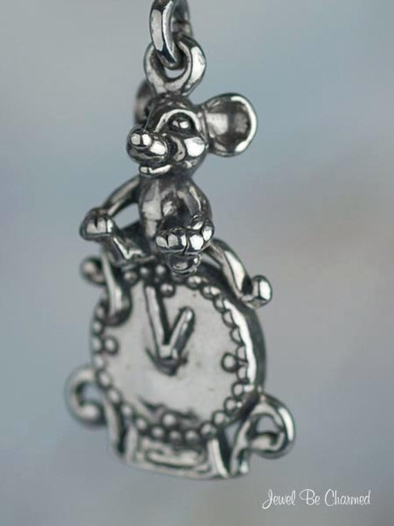 Sterling Silver 3D Hickory Dickory Dock The Mouse Ran Up The Clock Charm