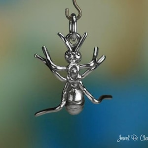 Sterling Silver Ant Charm Six Legged Insect Picnic Ants 3D Solid .925