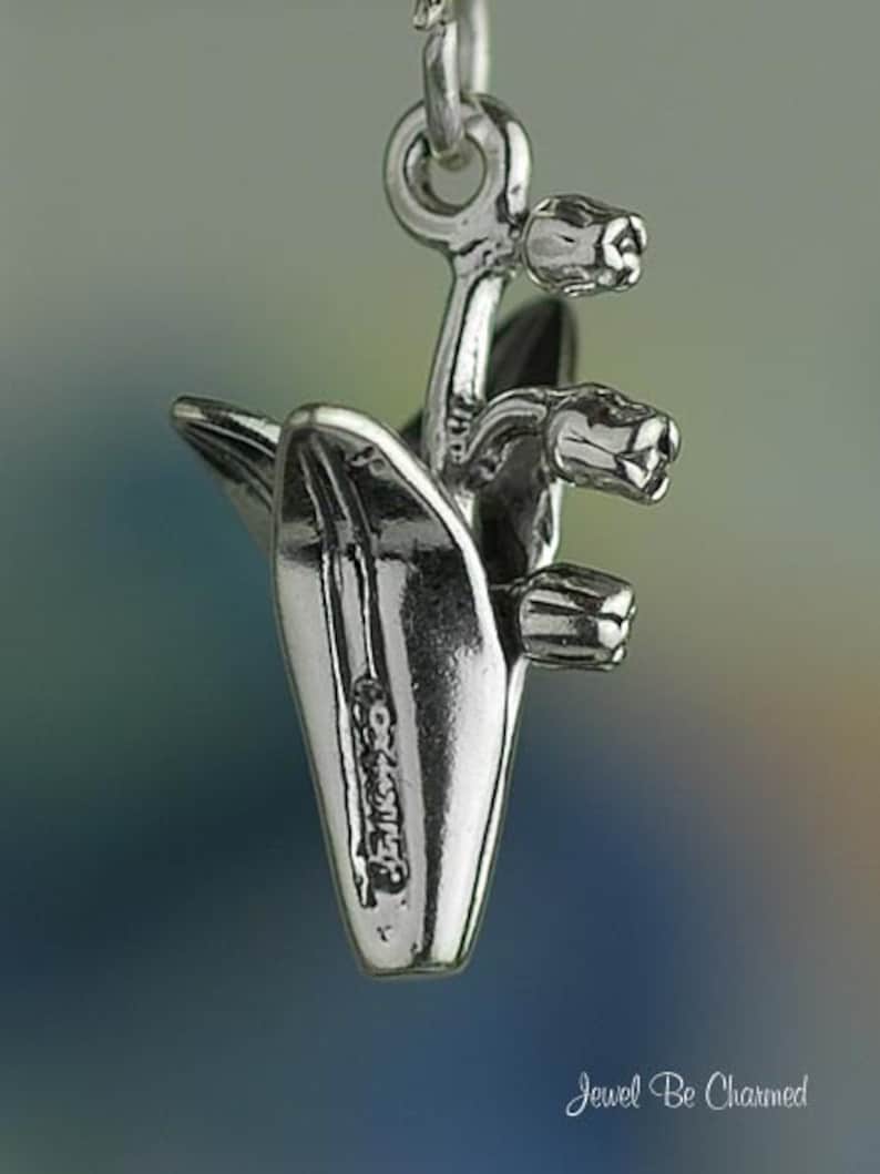 Sterling Silver Lily of the Valley Charm Spring Flower 3D Solid .925 image 3