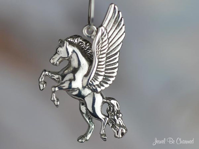 Sterling Silver Pegasus Charm Rearing Flying Winged Horse Etsy