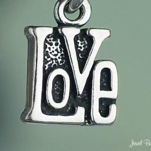 Miniature Sterling Silver Love Charm Wedding Word Small Tiny Solid 925