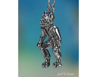 Sterling Silver Wolfman Charm Werewolf Monster Halloween 3D Solid .925