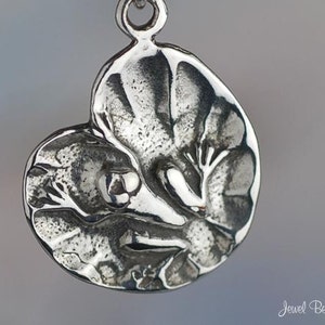 Sterling Silver Frog on Lily Pad Charm Frogs Pond Amphibian Solid .925